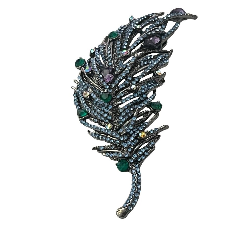old money‎ glam large rhinestone shoulder pin brooch 4in - Picture 4 of 13